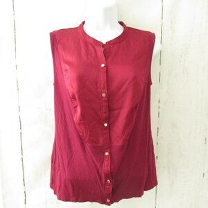 Ann Taylor Top S Small Burgundy Sleeveless Button Up